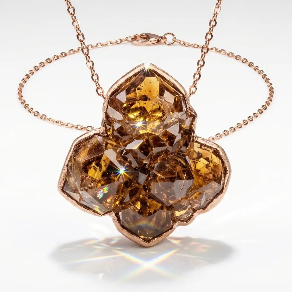 Topaz Crystal Necklace with Rose gold chain - Gifts for Scorpio